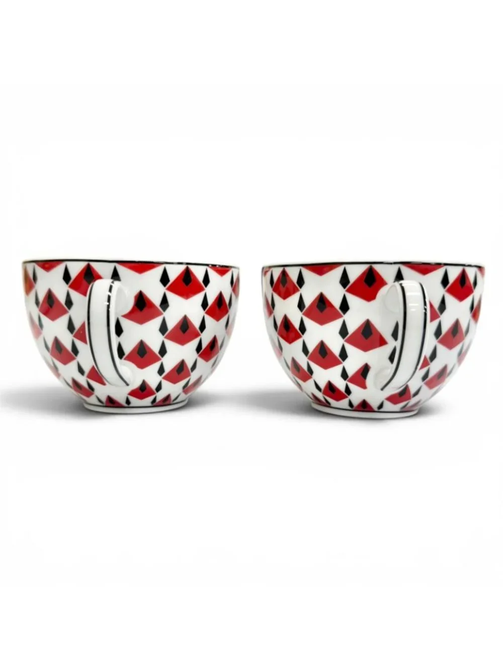 Prada Collection Porcelain Tea Cup Set Vienna Red Cup Saucer Tableware White